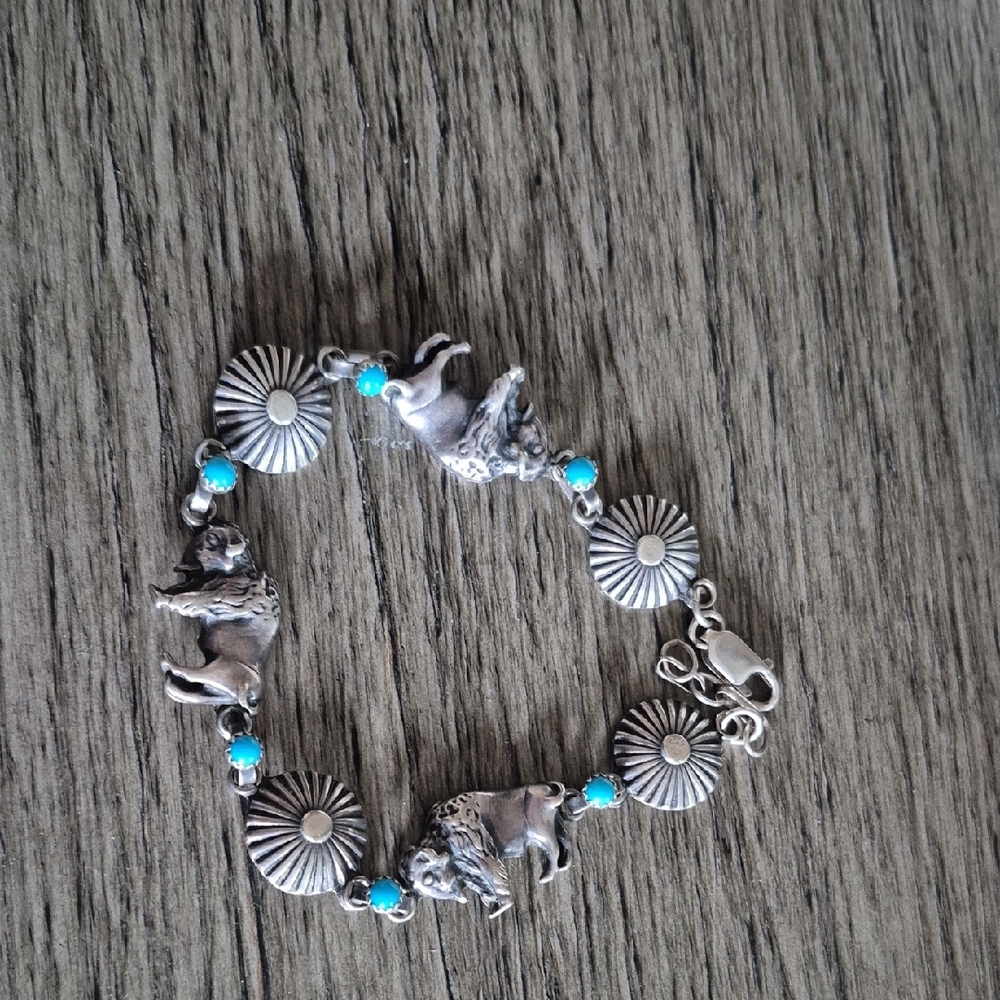 Silver and Turquoise Charm Bracelet
